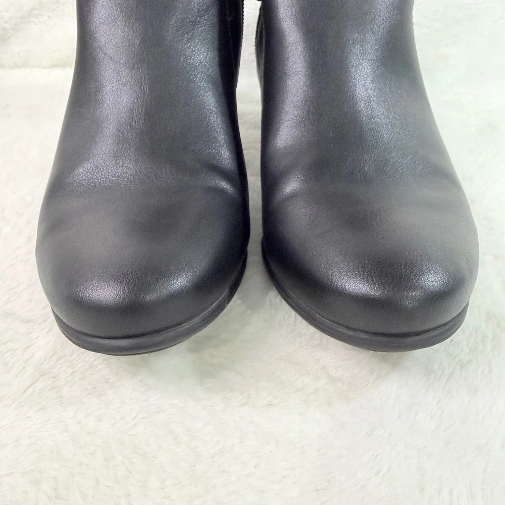 Croft & Barrow Ankle Boots Womens 8.5 Black Good Buckle Zip Ortholite Booties